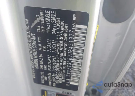 2017 Hyundai Santa Fe Sport 2.4L z USA, uszkodzony, nr VIN 5XYZT3LB7HG451977